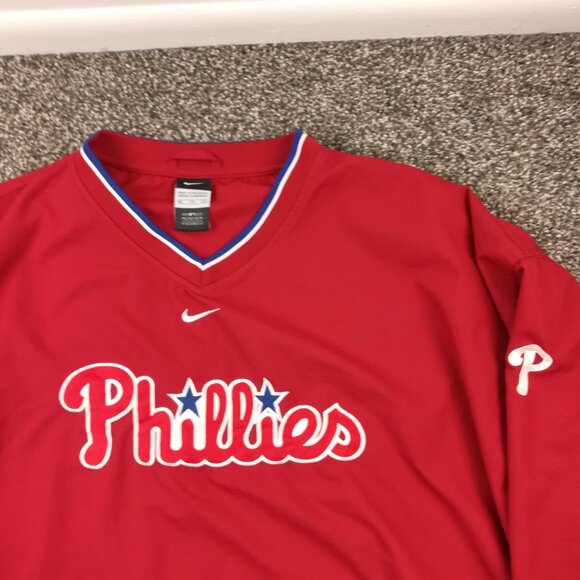 Philadelphia Phillies Jacket Nike Center Swoosh Windbreaker Red Mens 2XL